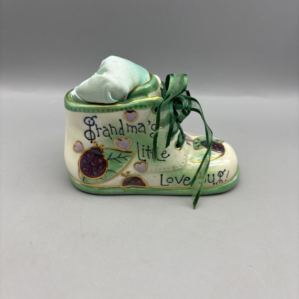 Baby Steps Porcelain Baby Shoe Glazed Grandmas Little Love Big Musical